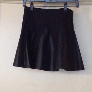 Leather and cotton mini skirt